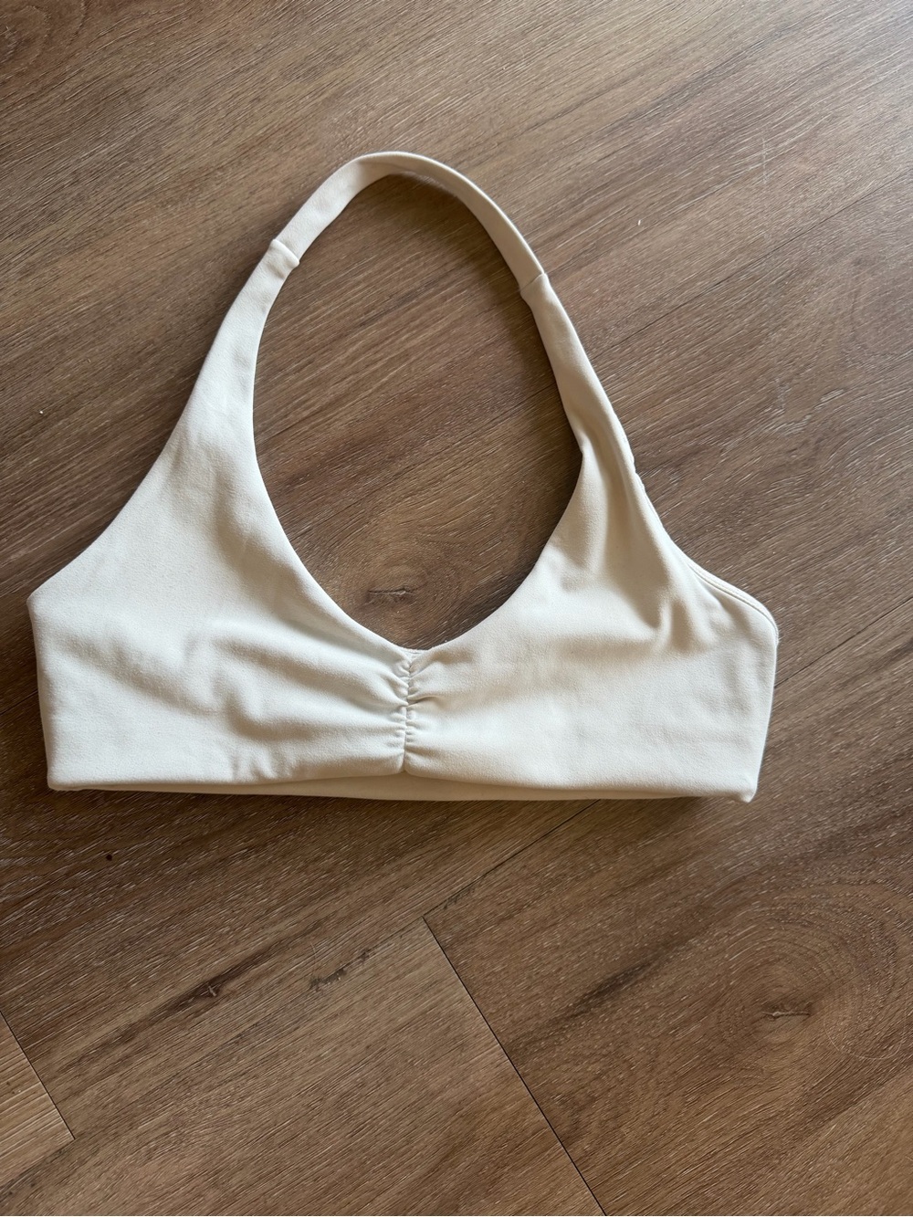 Crop Shop Boutique Cream Halter Sports Bra